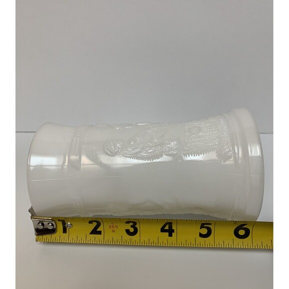 Vintage Federal White Milk Glass Beer Stein Mug Tankard Tavern Scene Set (4) - Picture 8 of 8